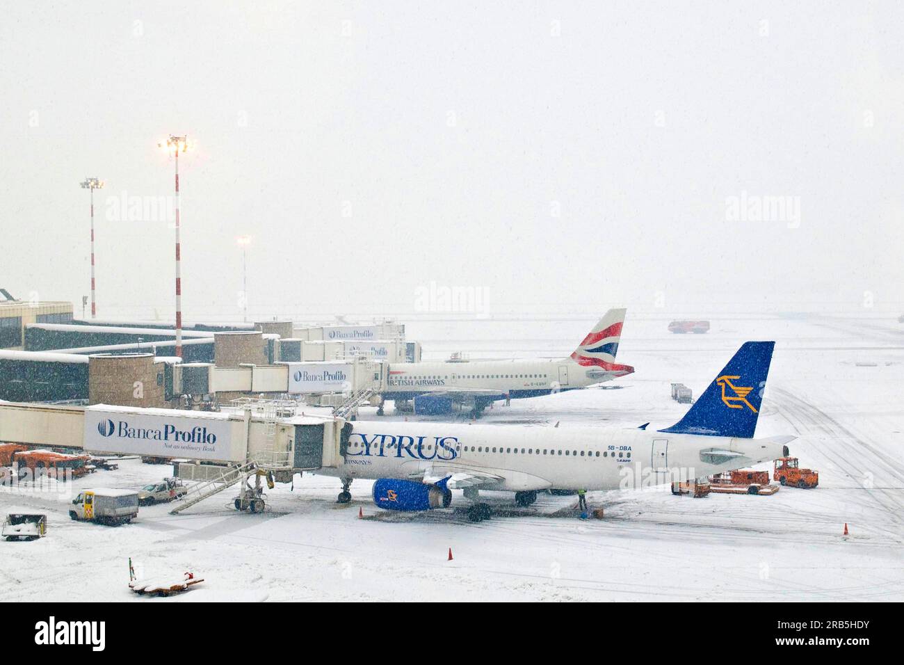 Airport with Snow Stock Photo