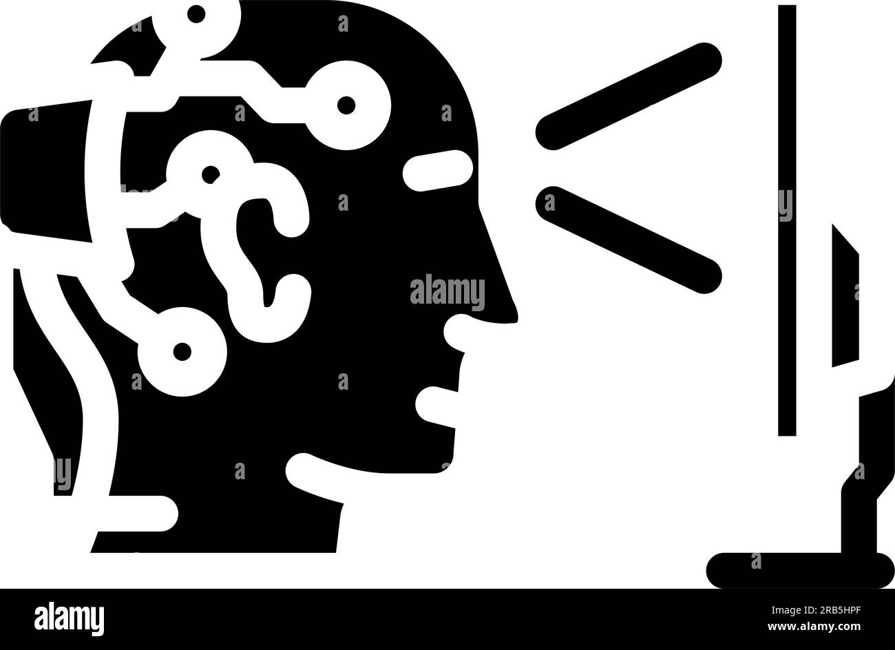brain interface device future technology glyph icon vector illustration ...