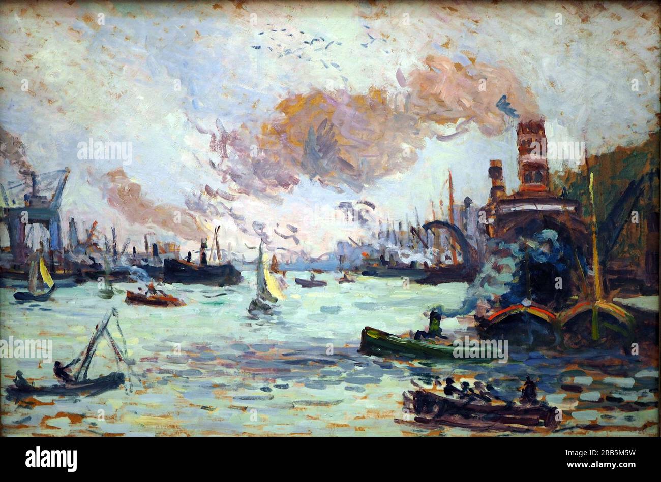 The port of Rotterdam 1908 by Maximilien Luce Stock Photo