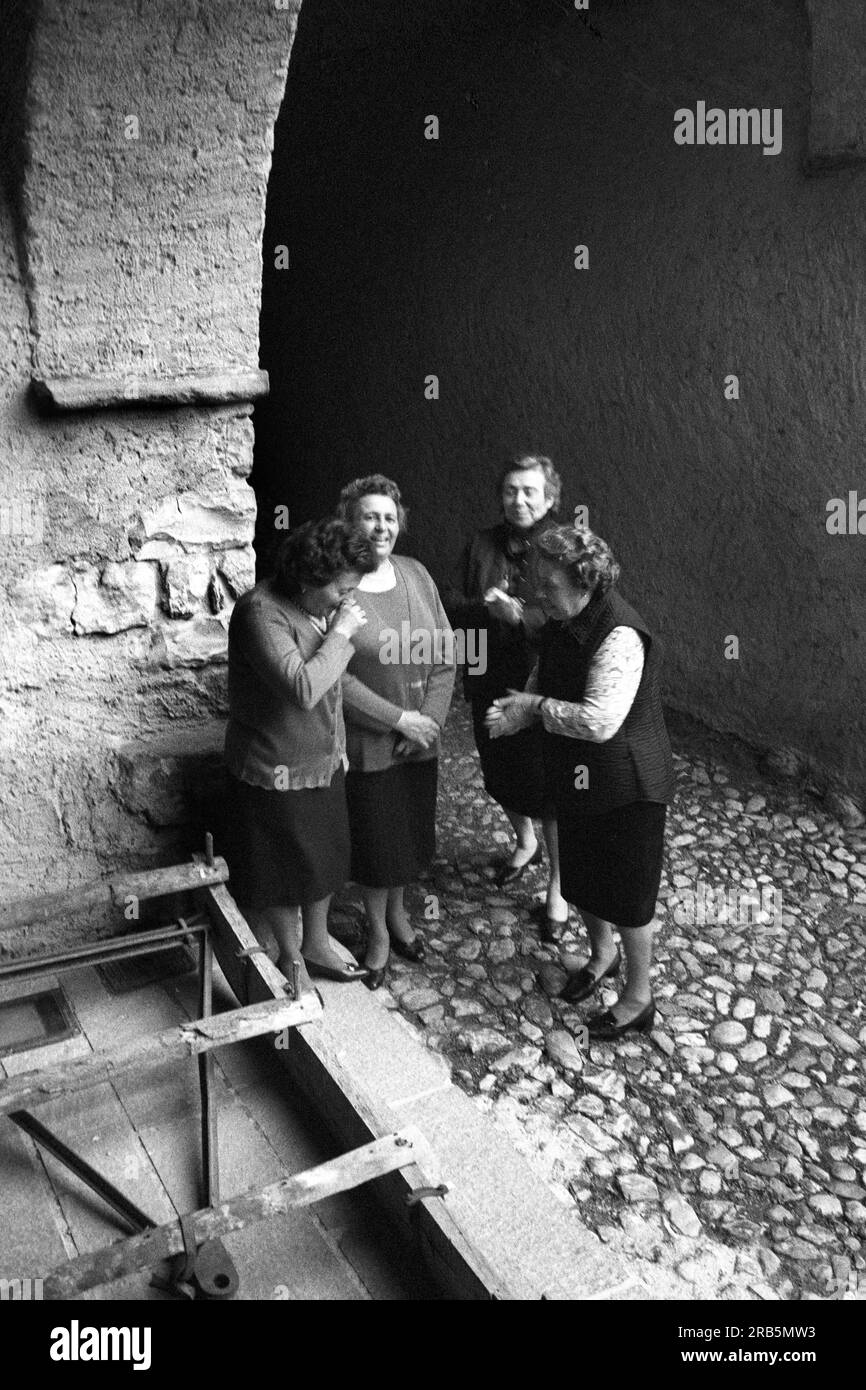 Elderly Women Talking. Italy. 70's Stock Photo