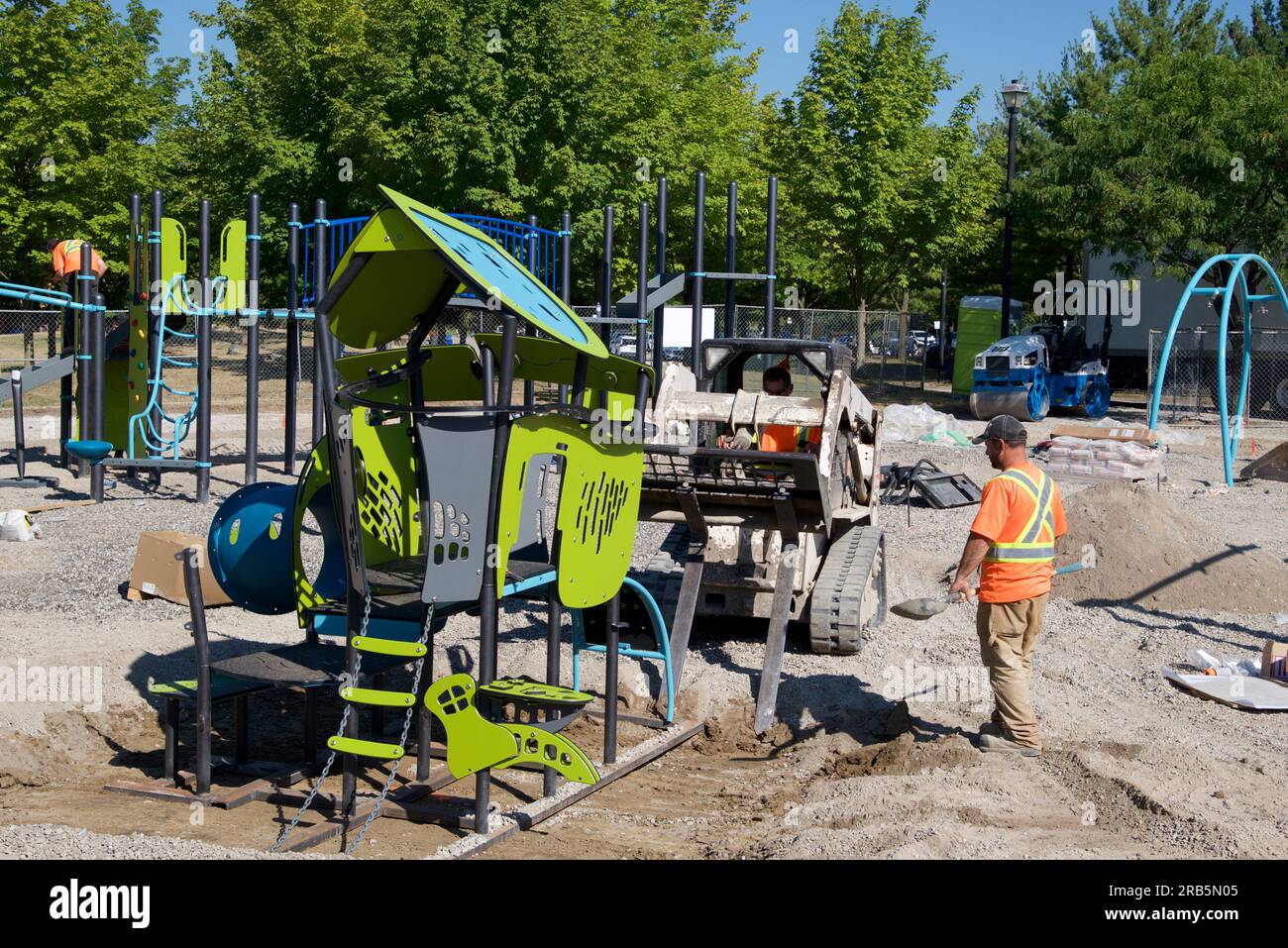 Toronto, Ontario / Canada - 08/19/2022: The construction of a playground in the public park Stock Photo