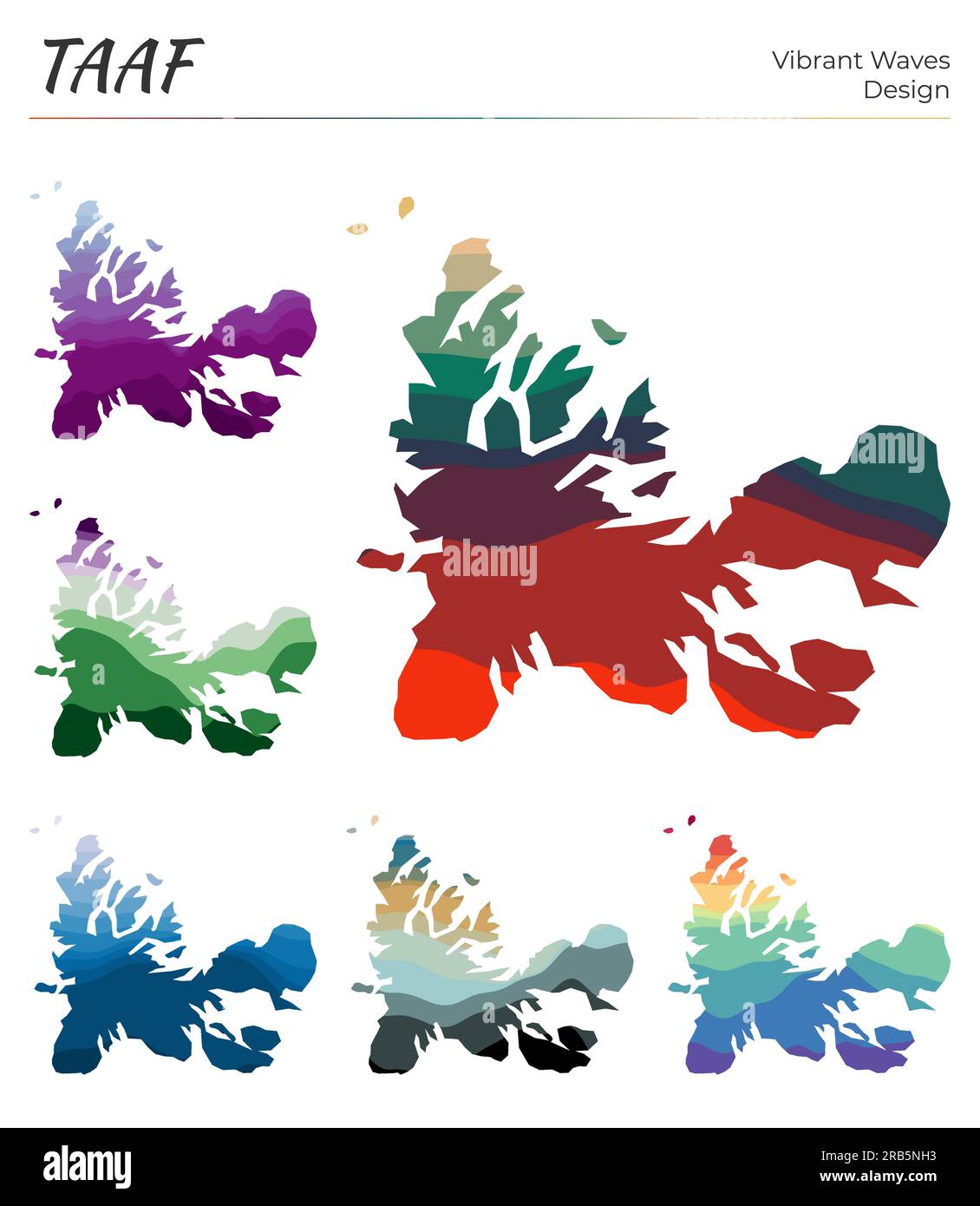 Set of vector maps of TAAF. Vibrant waves design. Bright map of country ...