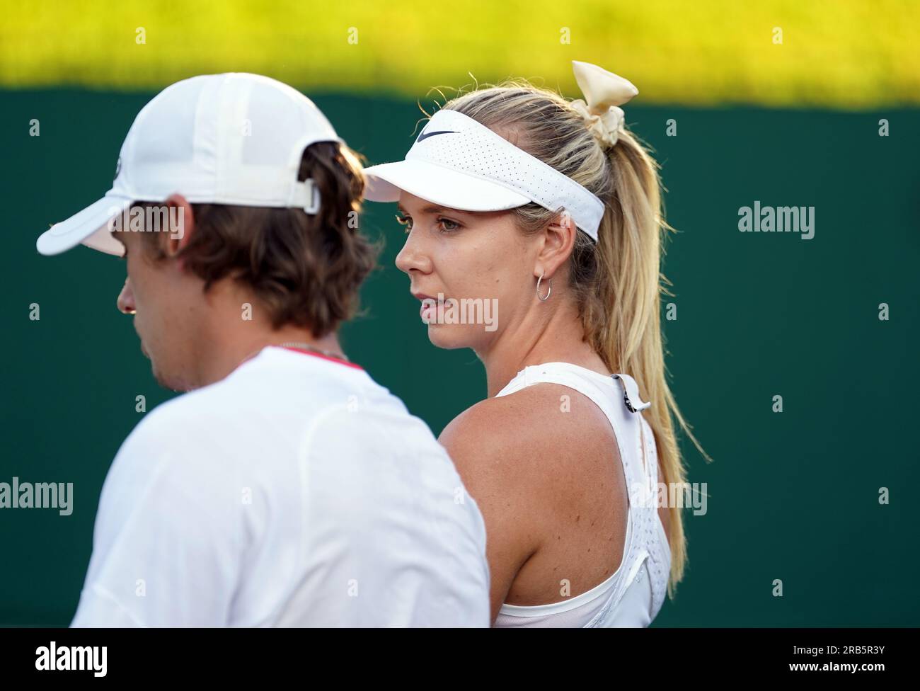 Katie Boulter and Alex De Minaur during their mixed doubles match on