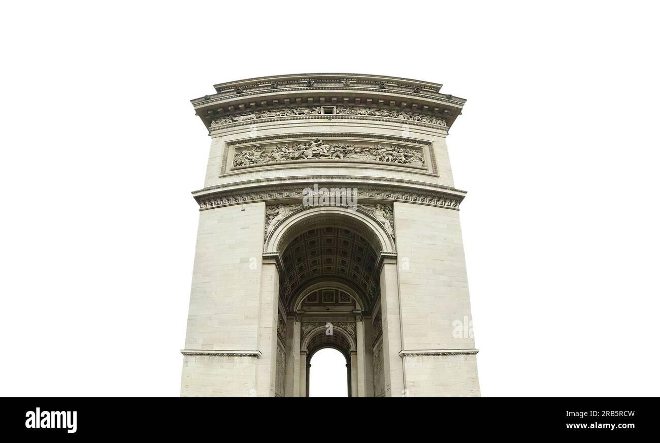 Arc de Triomphe (carved on white background), Paris, France. The walls