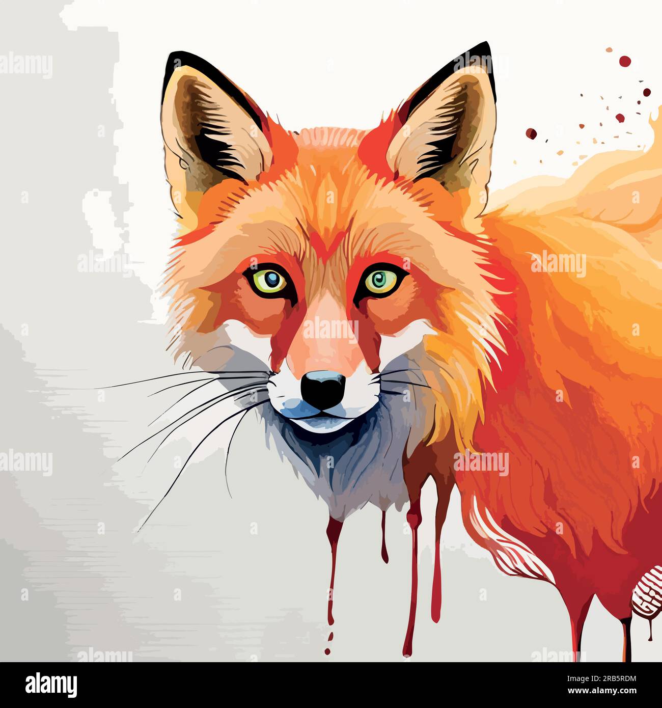 Red Fox Illustration - Fox Watercolor Art Illustration 2RB5RDM