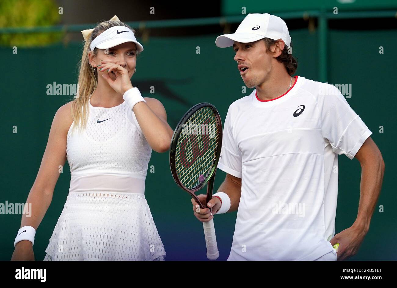 Katie Boulter and Alex De Minaur during their mixed doubles match on