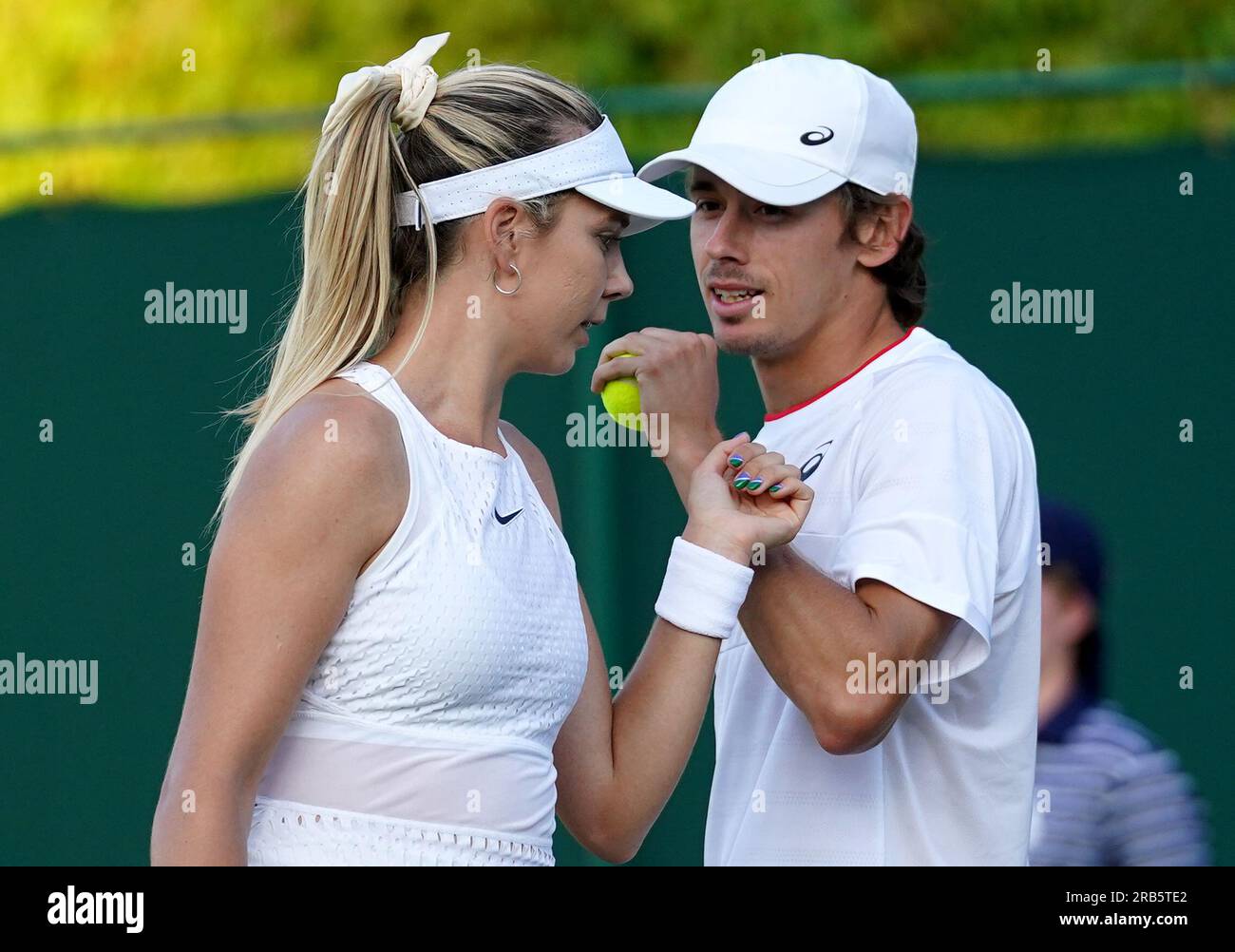 Katie Boulter and Alex De Minaur during their mixed doubles match on