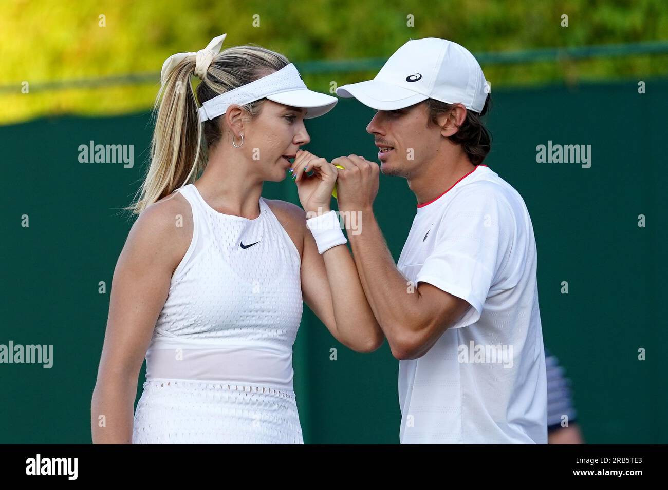 Katie Boulter and Alex De Minaur during their mixed doubles match on