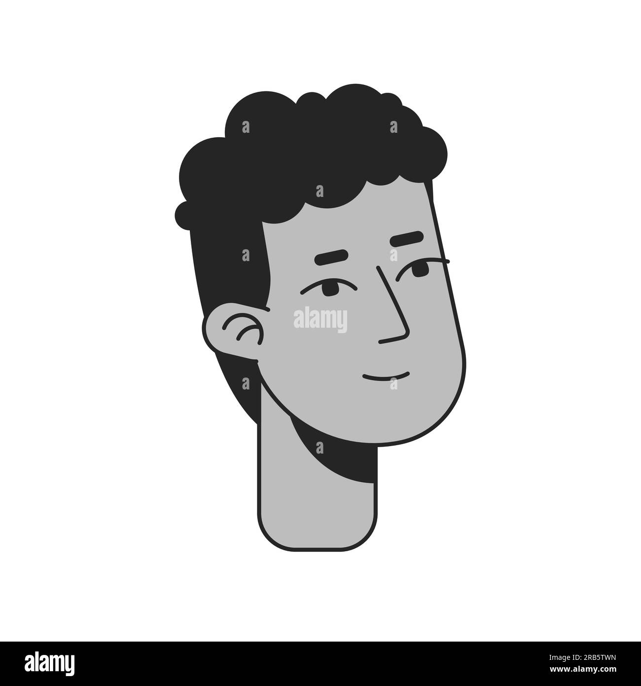 Handsome african american schoolboy with curly hair monochrome flat