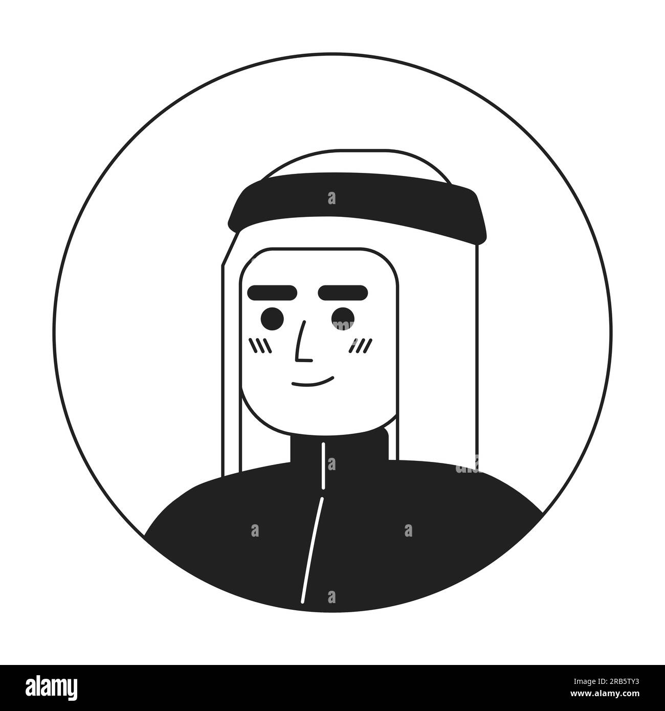 Selfconfident arabian man in hijab monochrome flat linear character