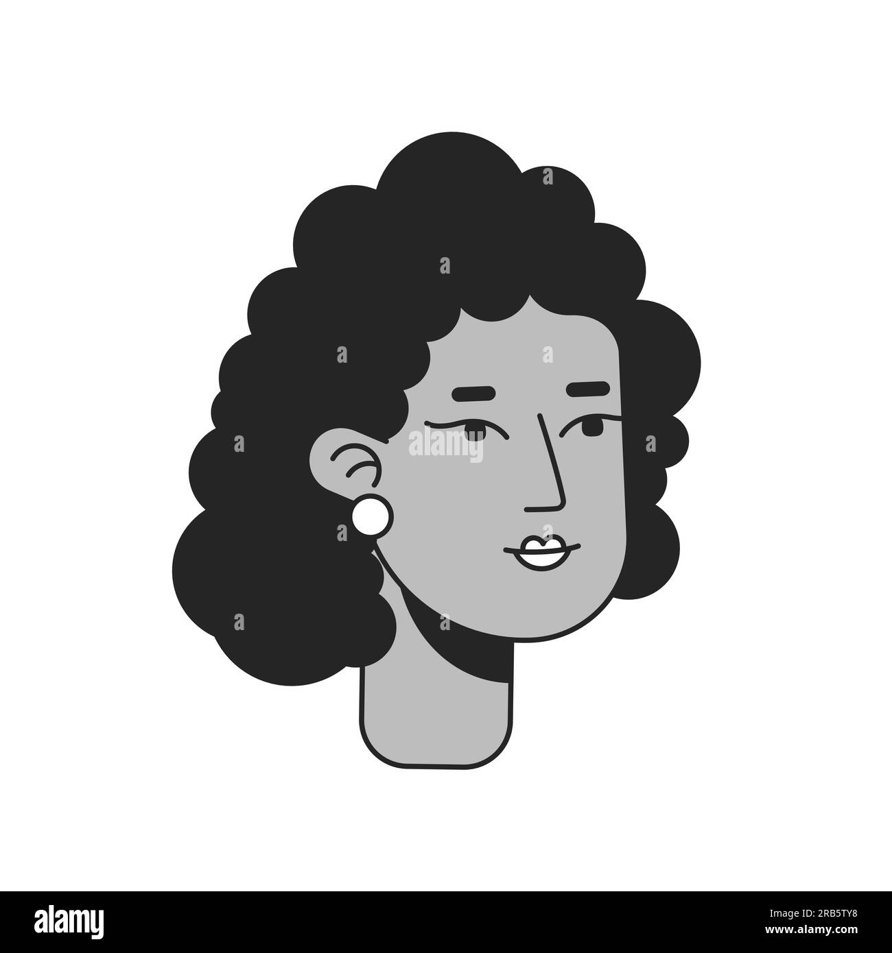 African american teen girl monochrome flat linear character head Stock