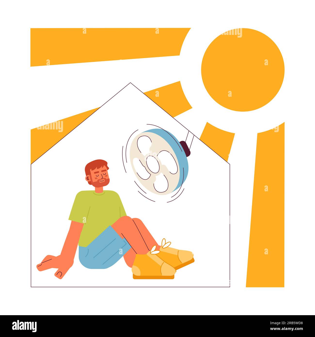 Stay in air conditioned room flat concept vector spot illustration