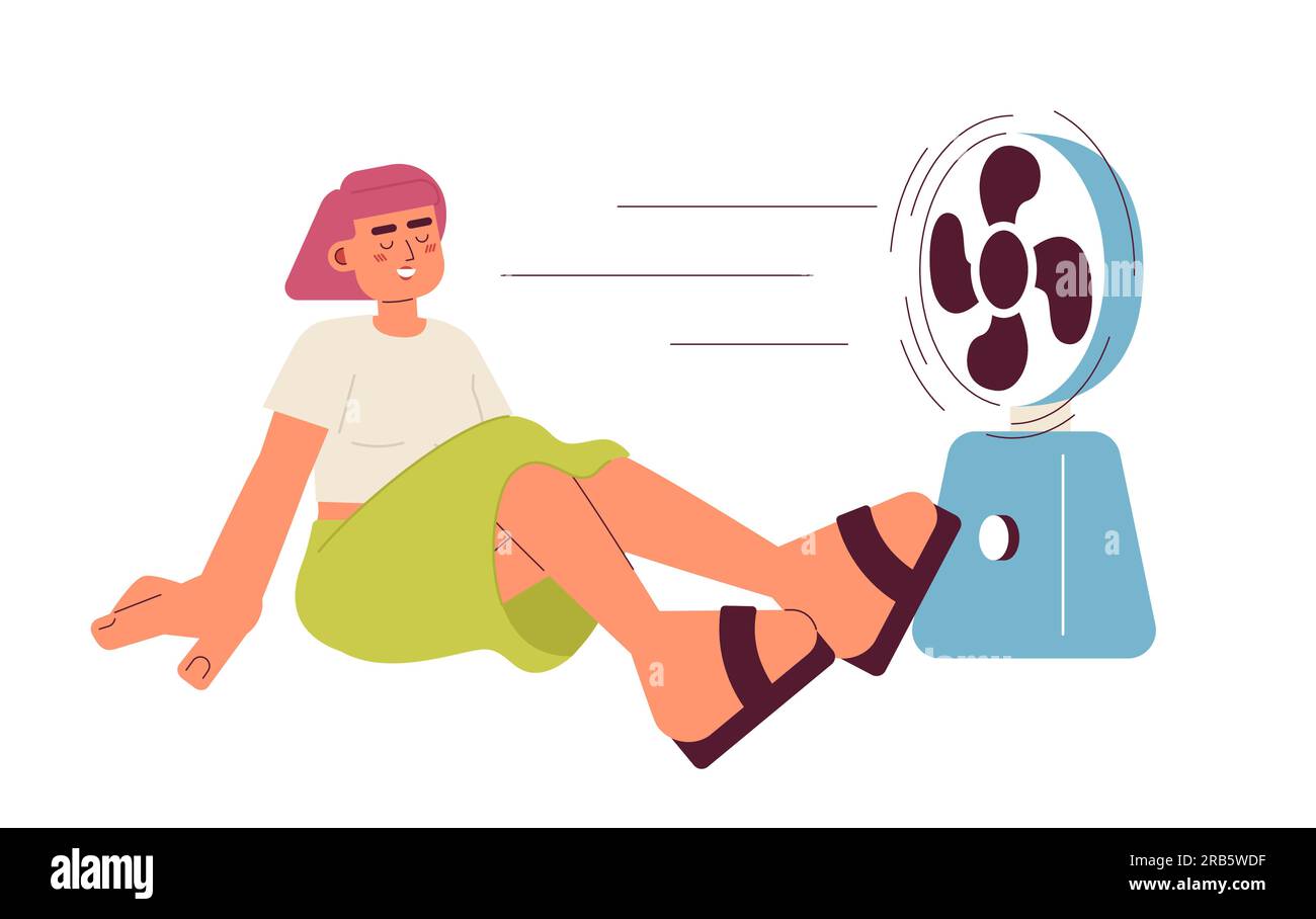 Hot summer fan flat vector spot illustration Stock Vector