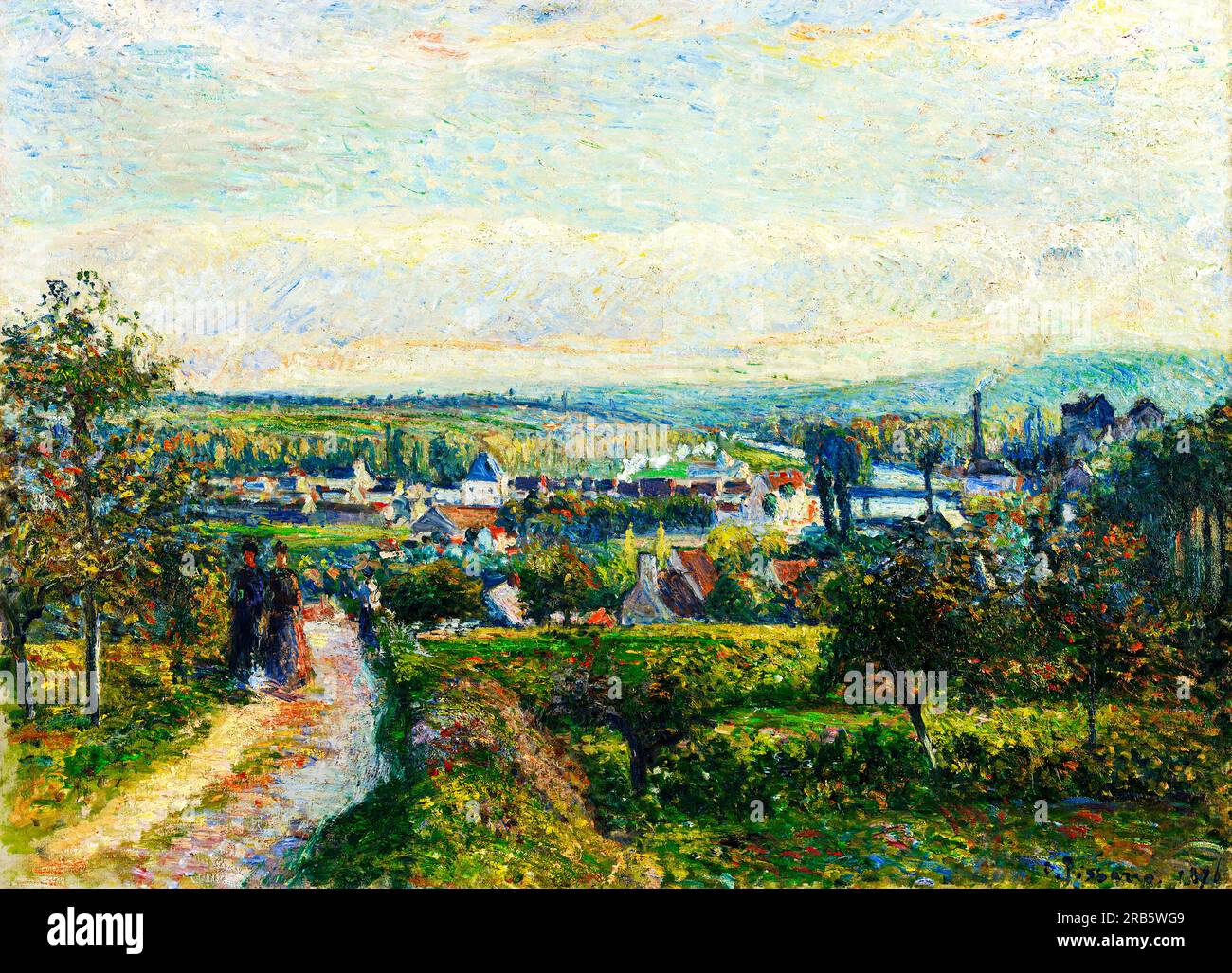 View of Saint-Ouen-lrsquo;Aumocirc; by Camille Pissarro. Original from The National Gallery of Art. Stock Photo