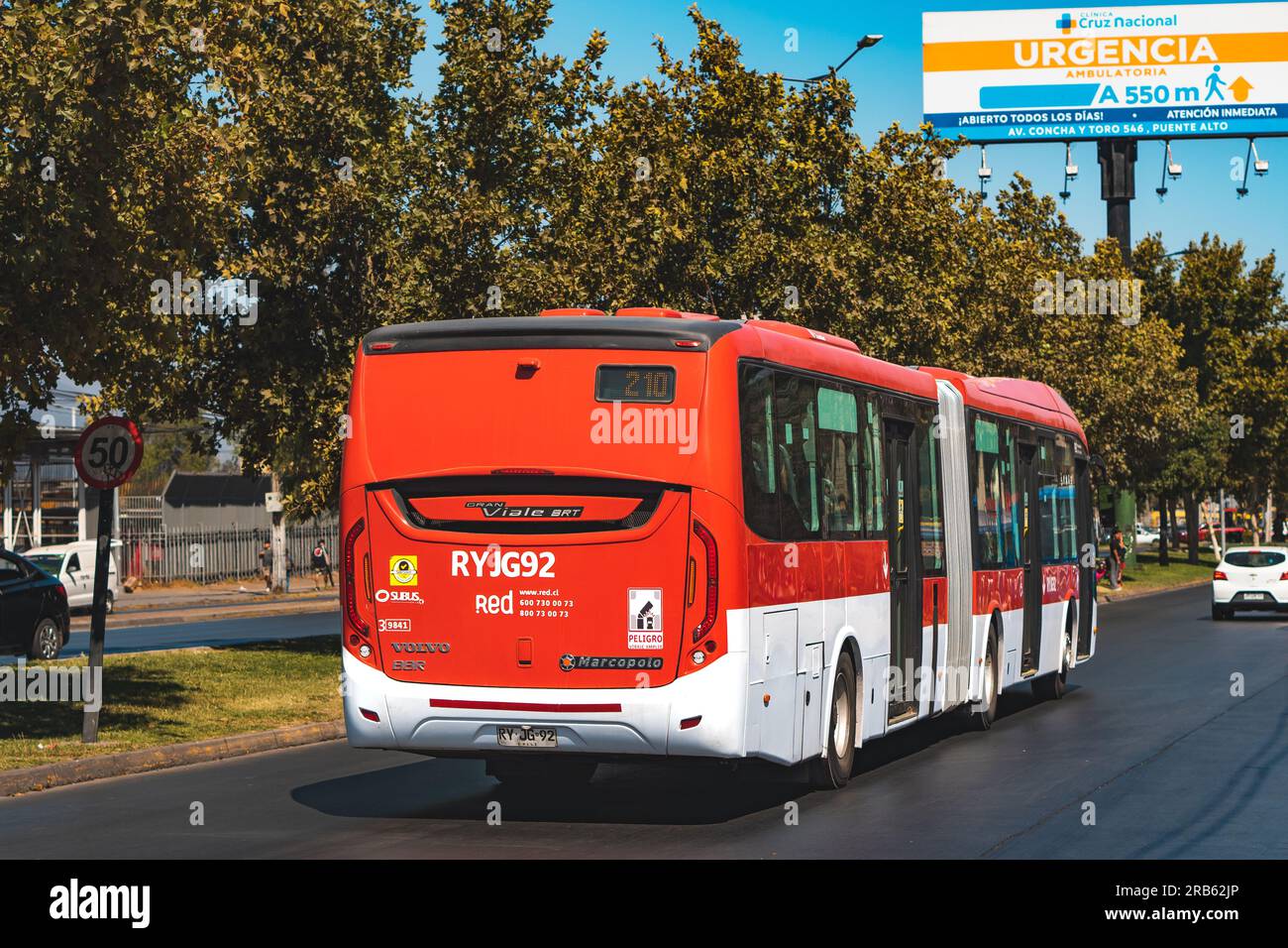 Bus Ruta 210 Santiago, Chile - March 16 2023: A public transport Transantiago, or ...
