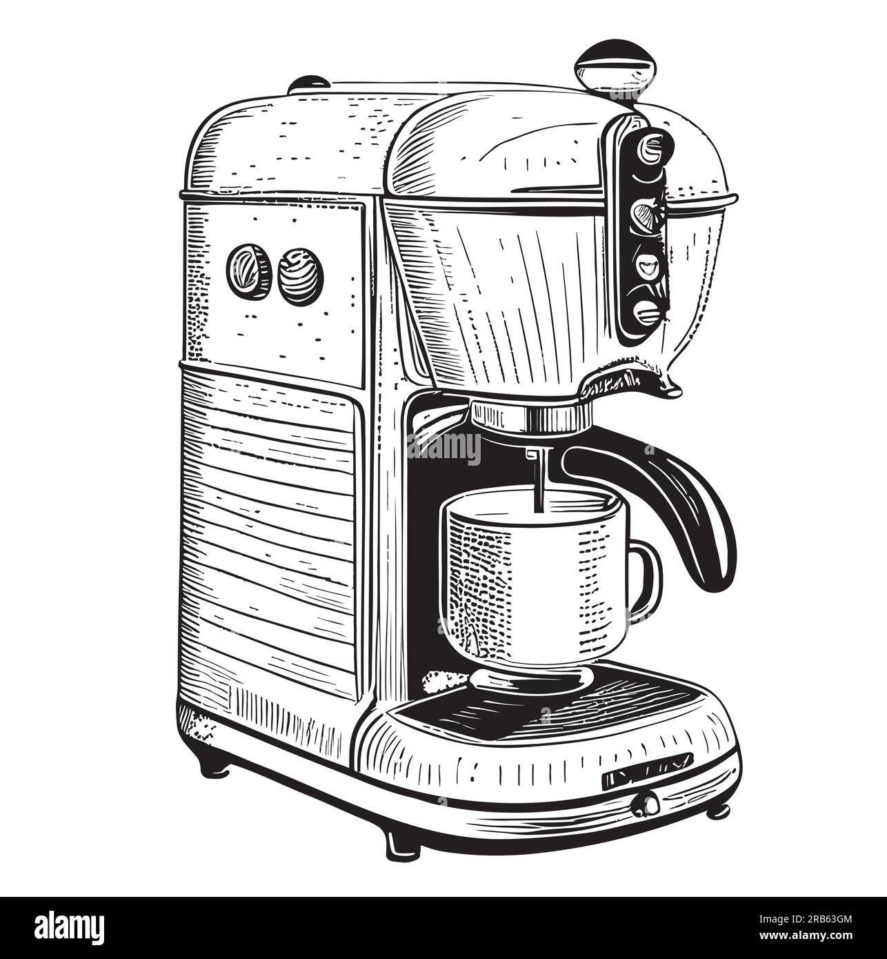 Coffee machine vintage sketch hand drawn Coffee illustration Stock Vector