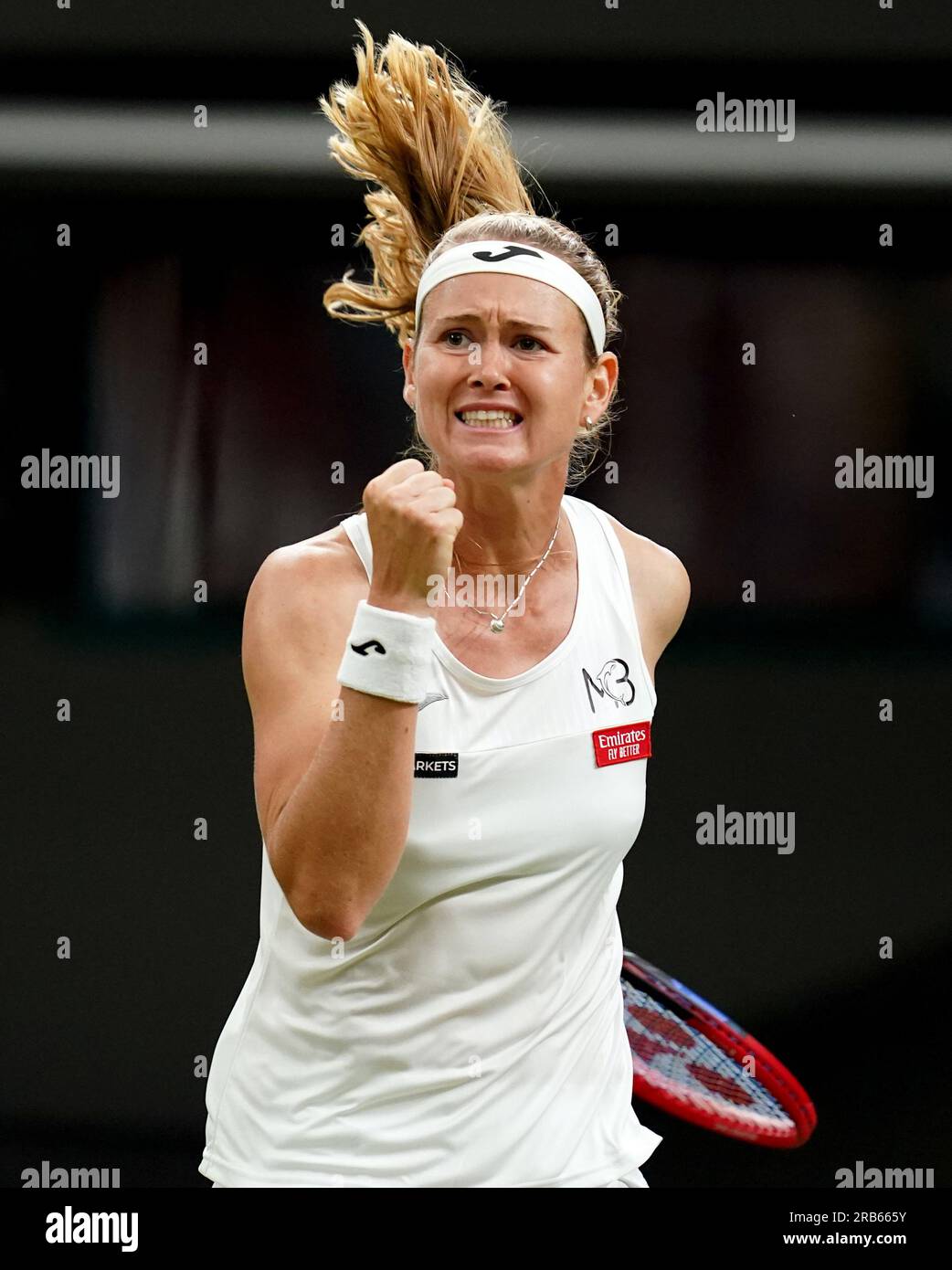 Marie Bouzkova during her match against Caroline Garcia on day five of