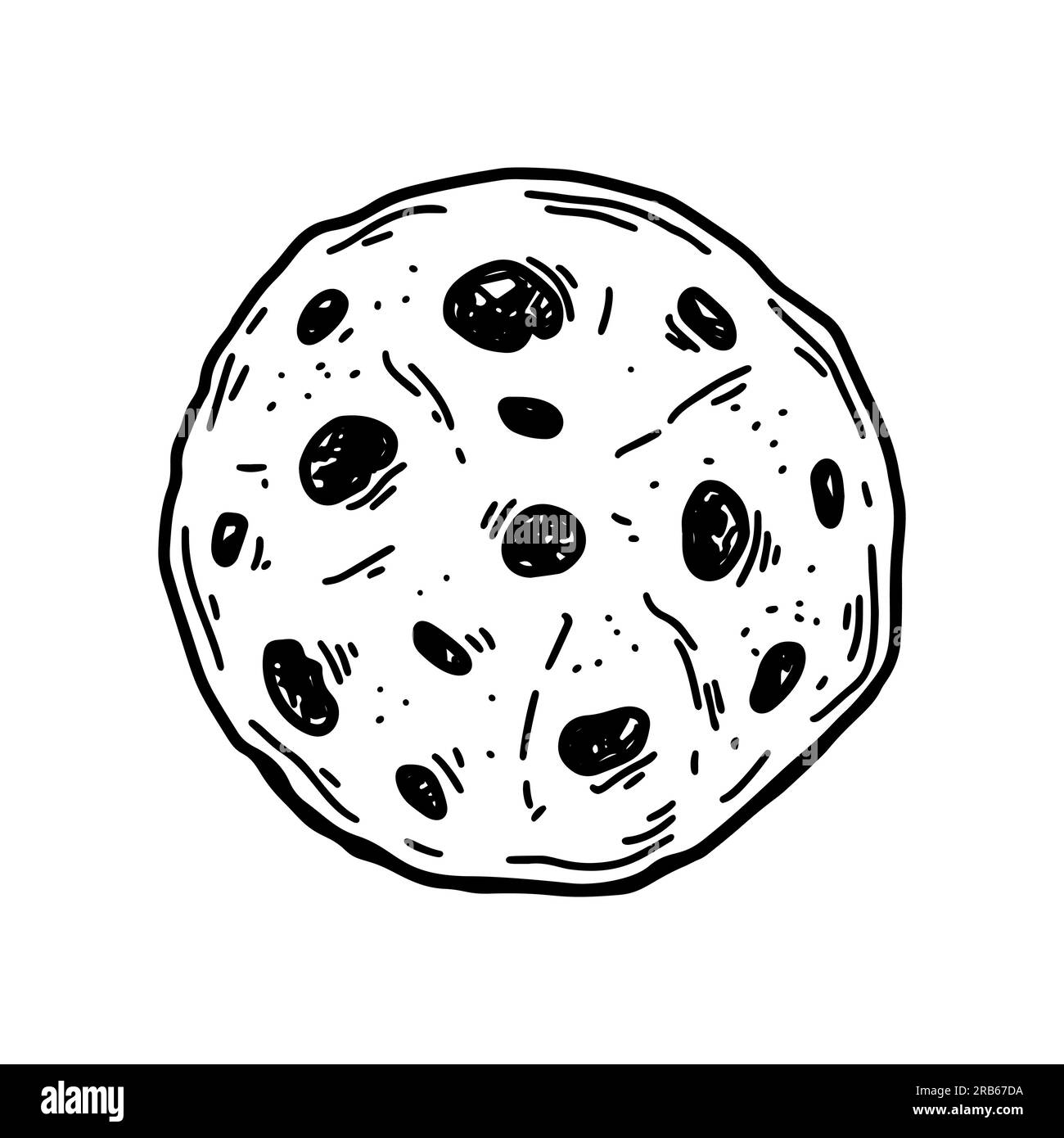 Choco chips cookie. Hand drawn vector illustration in sketch style Stock Vector