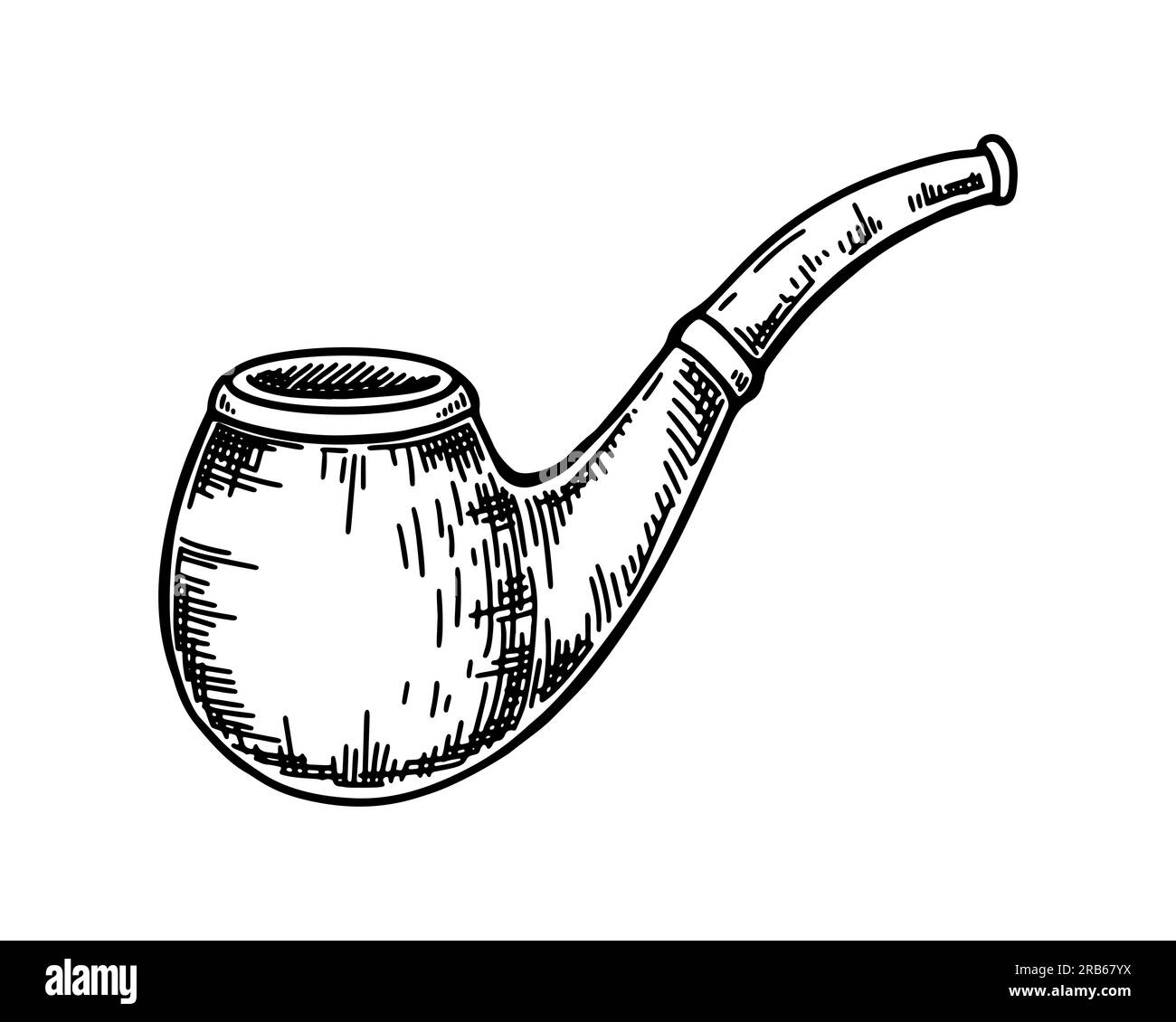 Tobacco smoking pipe. Hand drawn vector illustration in sketch style Stock Vector