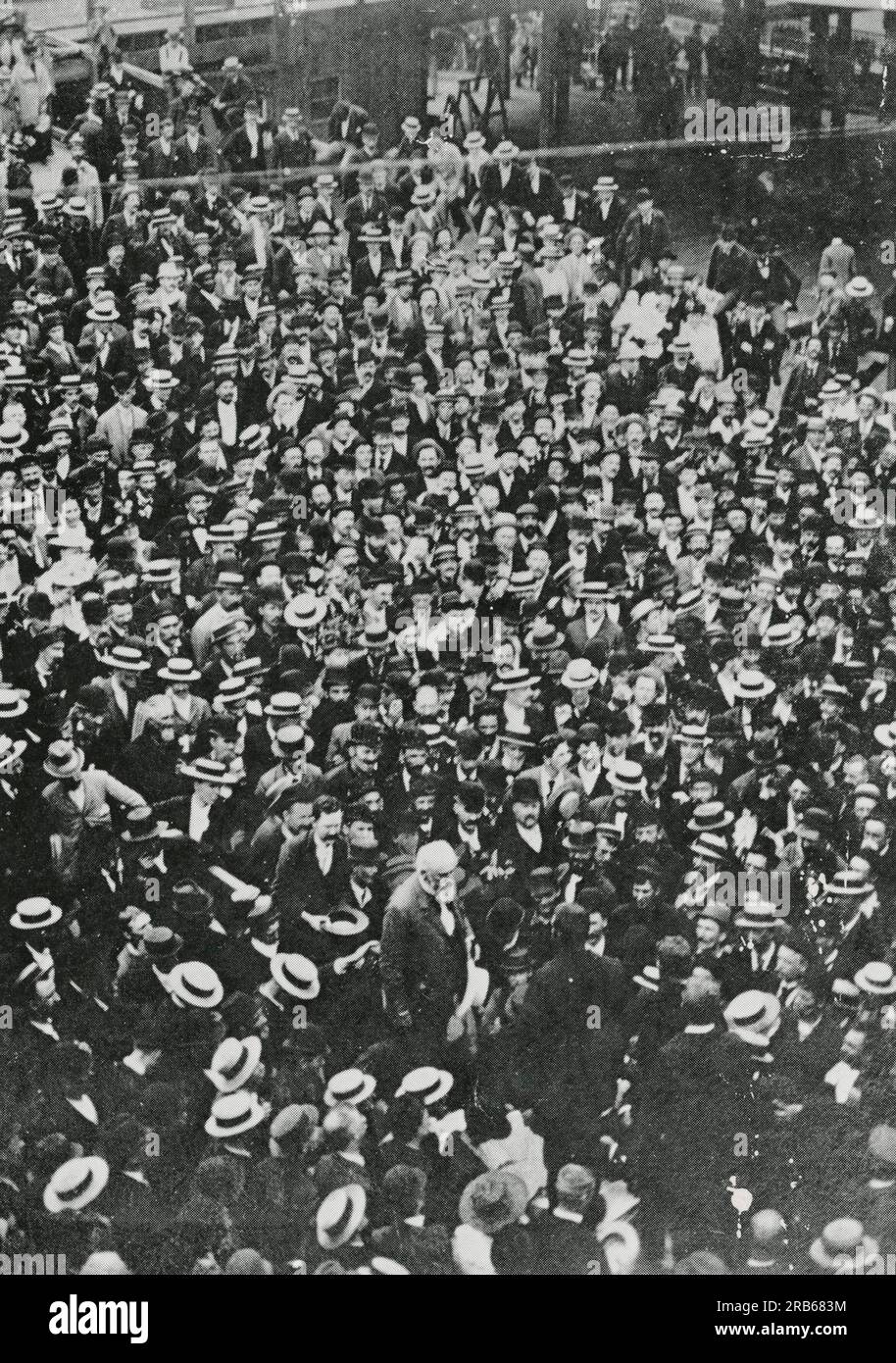 Chicago Mayor Carter Harrison Sr. delivers a speech to crowd during 'American Cities Day' at the exposition on October 28, 1893. Harrison would be assassinated later that day. Stock Photo
