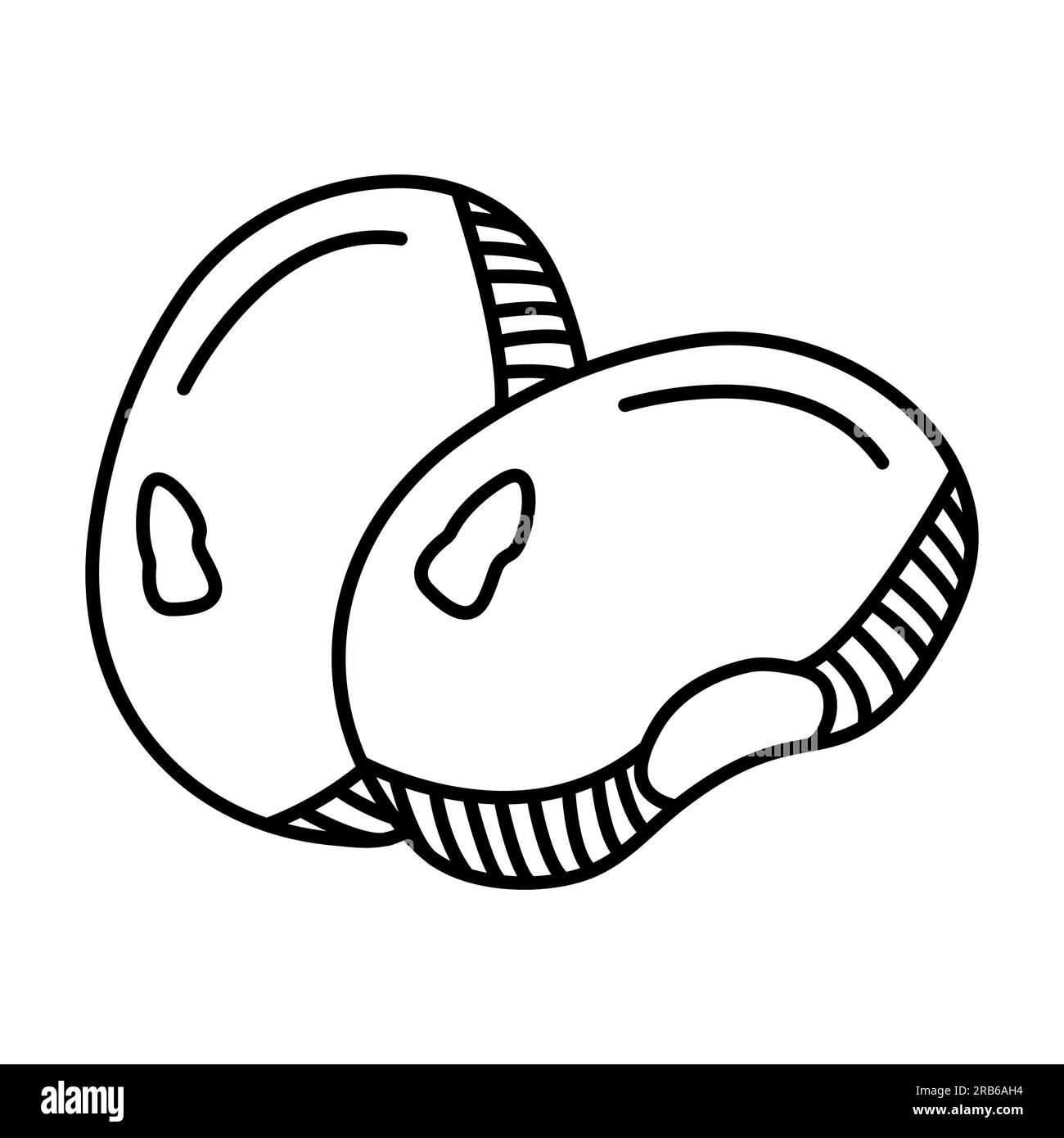 Two kidney beans black and white vector line icon Stock Vector