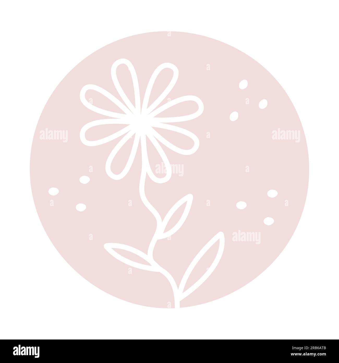 White chamomile in beige circle, light pastel, piglet color Stock Vector