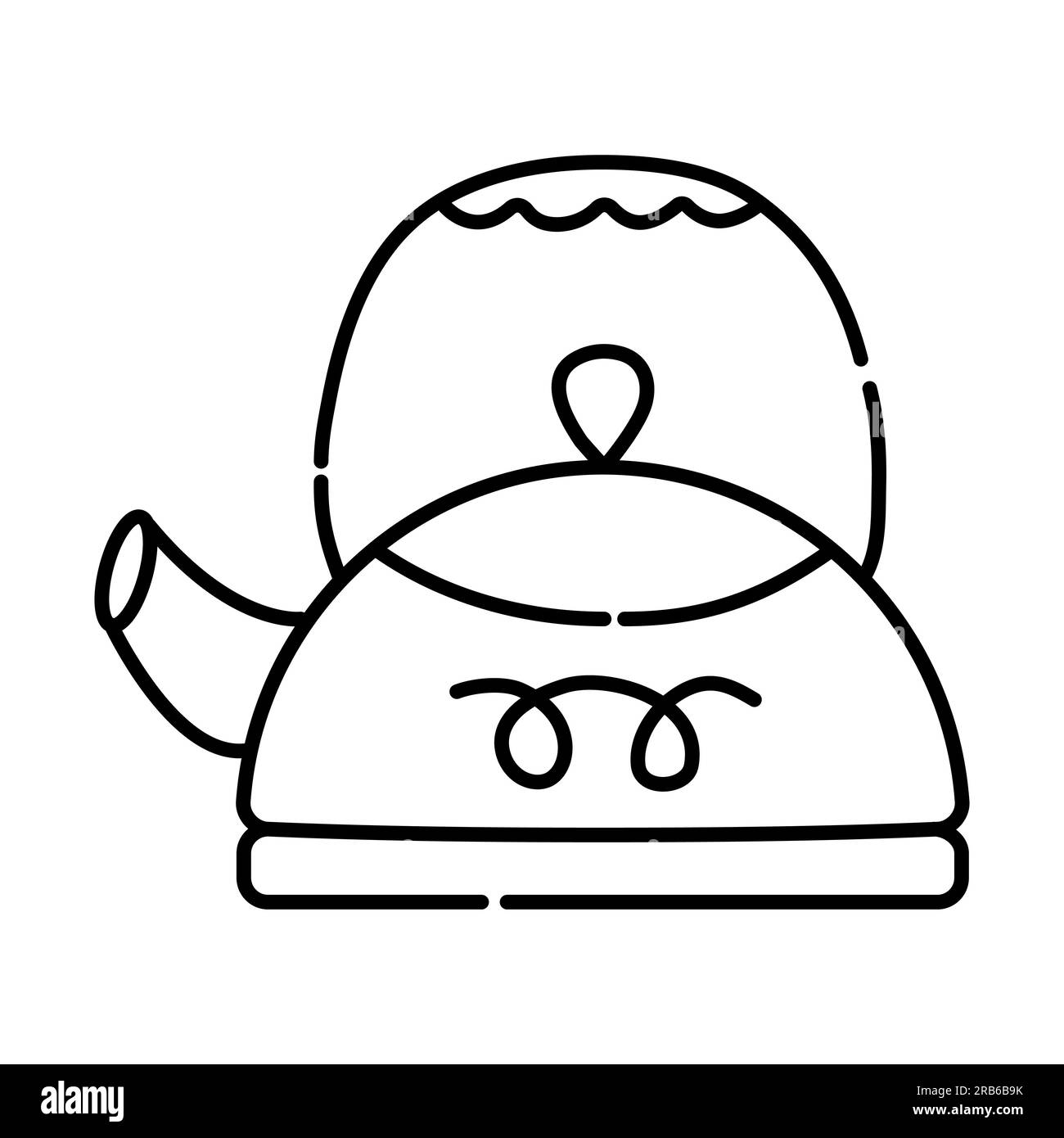 Kettle black and white vector line icon Stock Vector