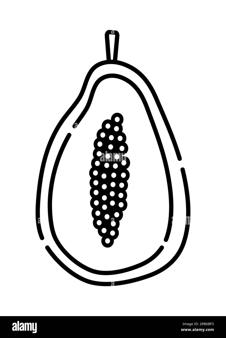 Papaya black and white vector line icon, exotic fruit Stock Vector