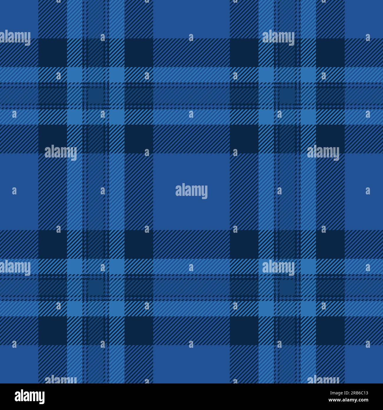 Plaid vector pattern of background check texture with a fabric tartan textile seamless in blue and dark colors. Stock Vector