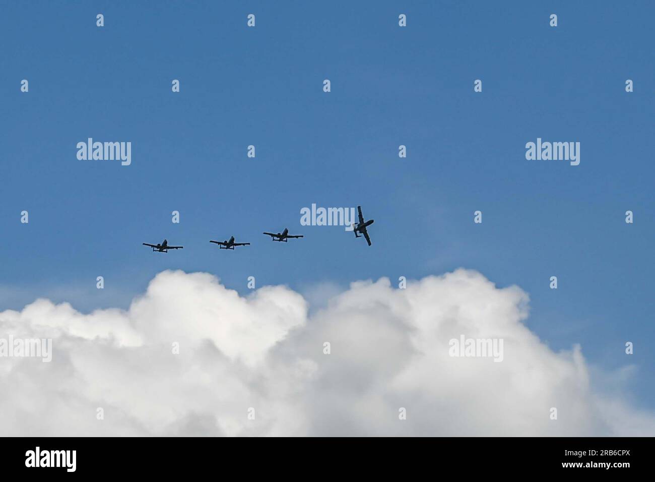 Jagel Air Base, Germany. 21st June, 2023. Four Air Force A-10C Thunderbolt II aircraft, assigned to the 104th Fighter Squadron, 175th Wing, Maryland National Guard, fly in formation for the final sortie of Exercise Air Defender 2023 at Jagel Air Base, Germany, June 22, 2023. Air Defender integrates both U.S. and allied air power to defend and strengthen vital partnerships around the world. Credit: U.S. Air Force/ZUMA Press Wire/ZUMAPRESS.com/Alamy Live News Stock Photo