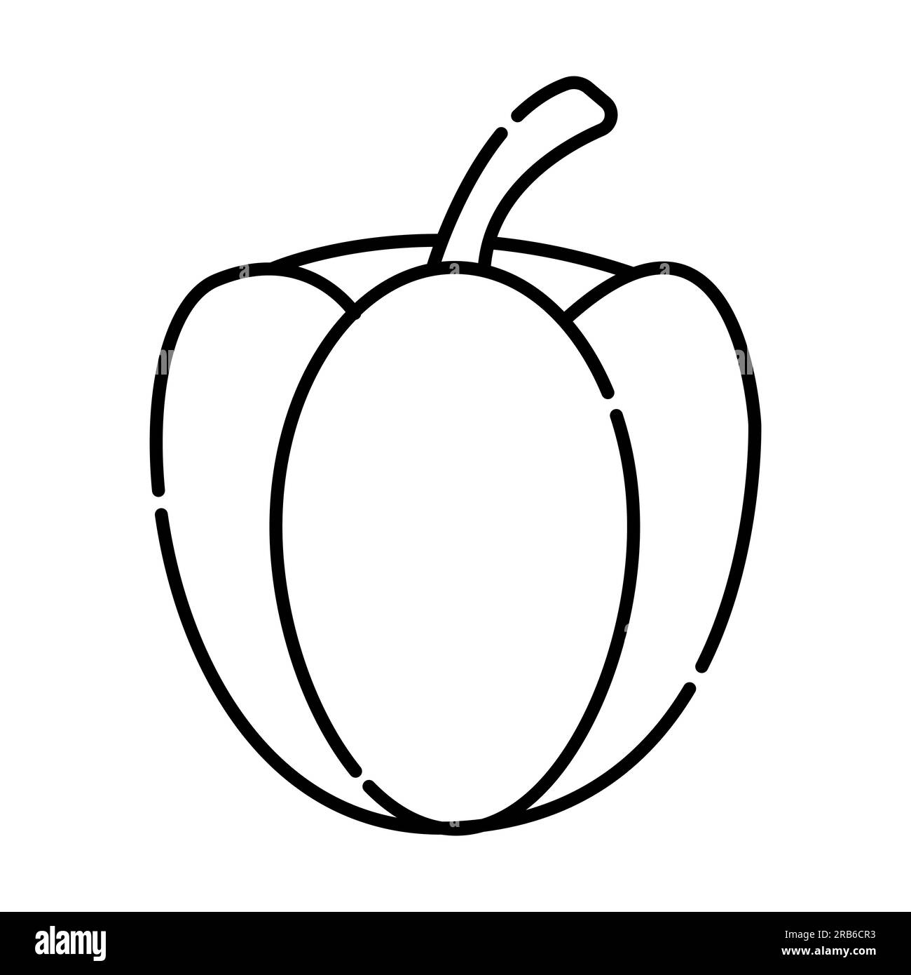 Bell pepper black and white vector line illustration Stock Vector Image