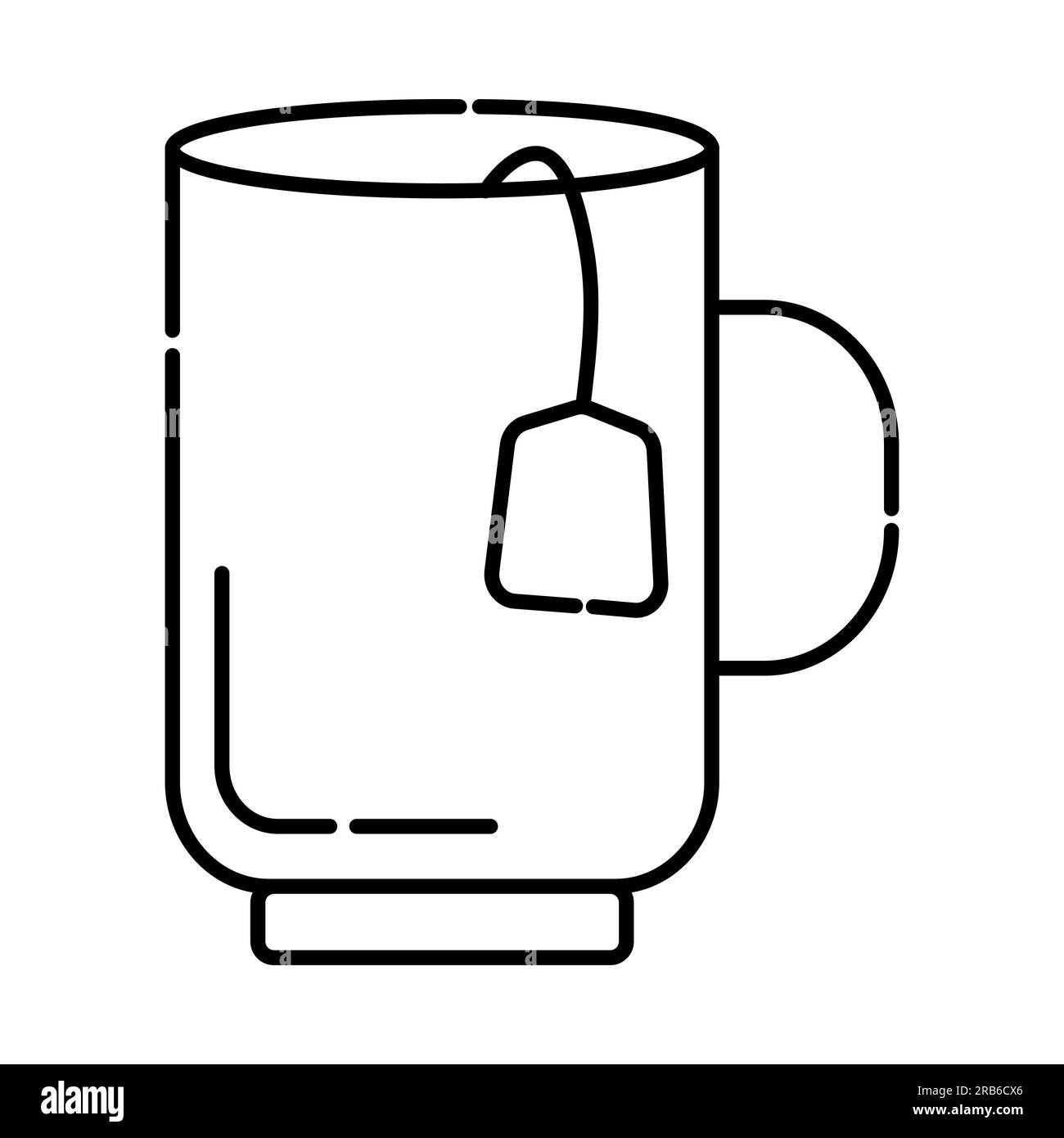 Cup of tea black and white vector line illustration Stock Vector Image