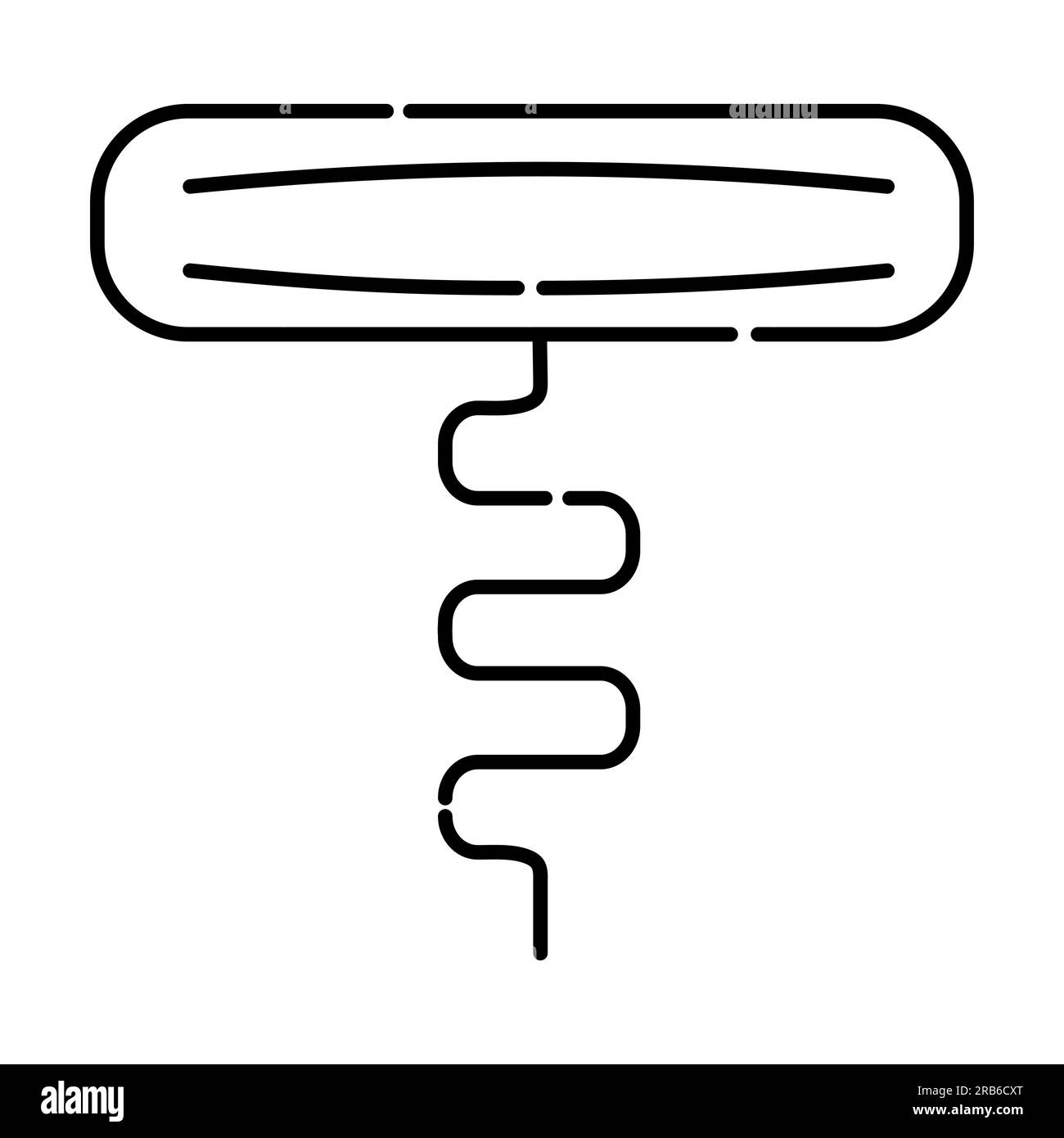 Corkscrew black and white vector line illustration Stock Vector