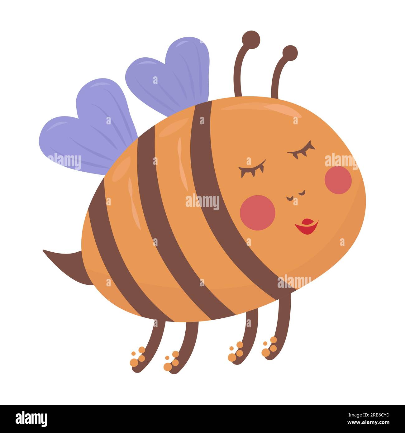 Cute and happy fat bee, colorful illustration Stock Vector