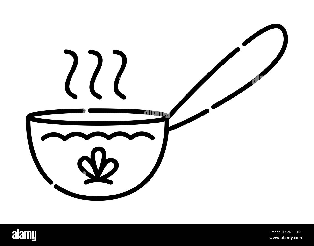 Ladle black and white vector line icon Stock Vector