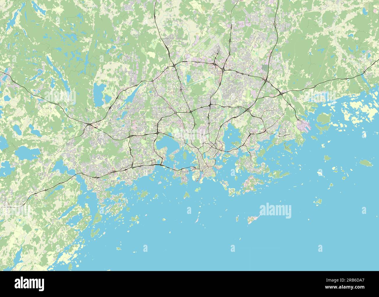 Map of Helsinki, Finland data from Openstreetmap Stock Vector