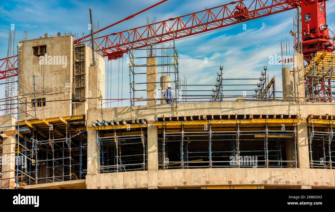 construction in progress on the site of a multistory building in Africa Stock Photo