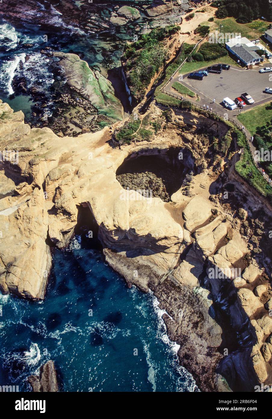 Aerial image of Devil's Punch Bowl, Oregon, USA Stock Photo Alamy