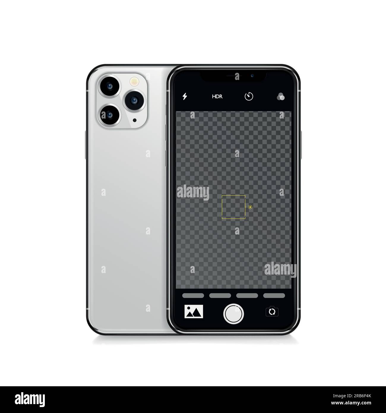 Phone camera interface vertical view. Mobile app application. Photo and video shooting. Vector