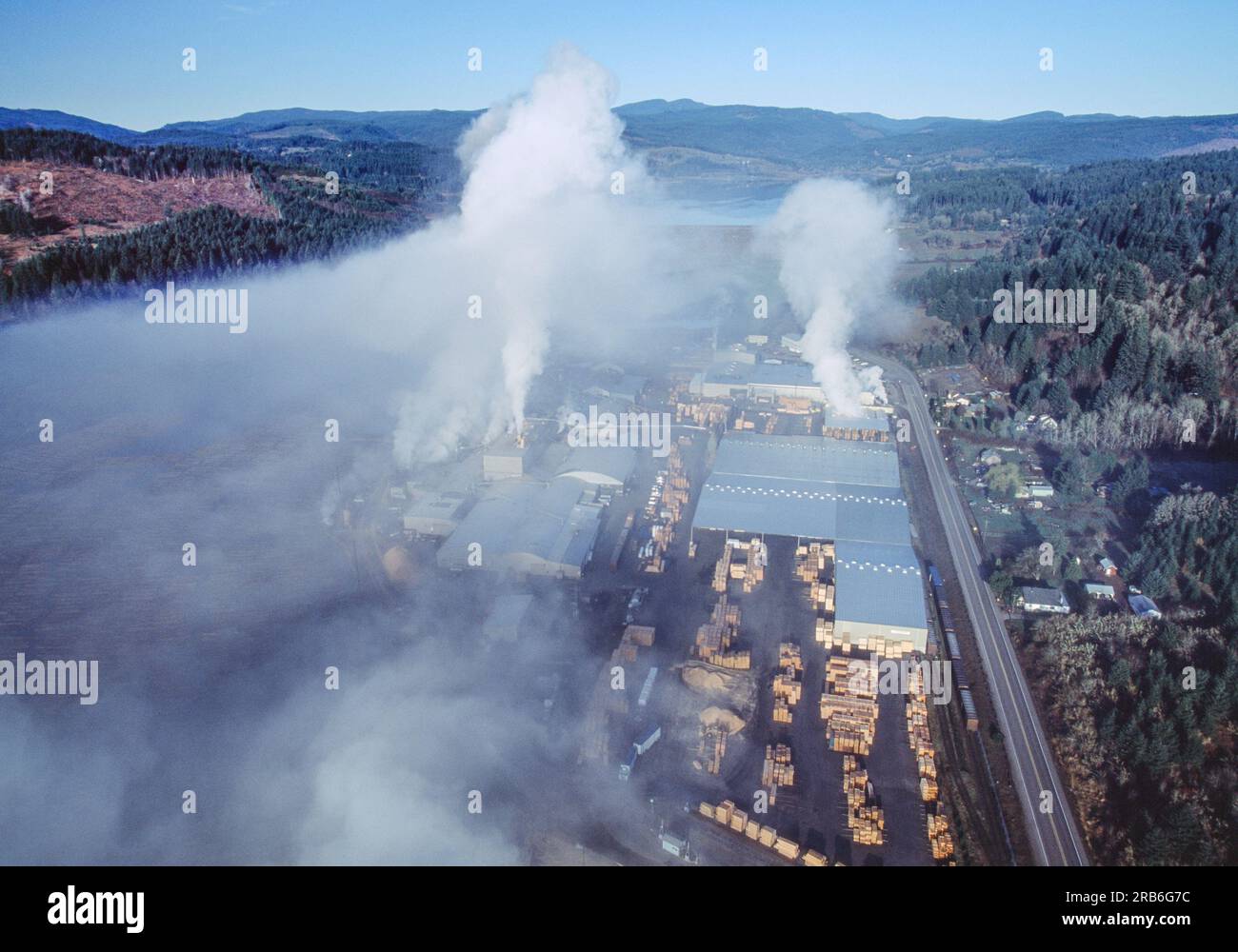 Aerial image of Stimpson Lumber Mill, Oregon Stock Photo Alamy