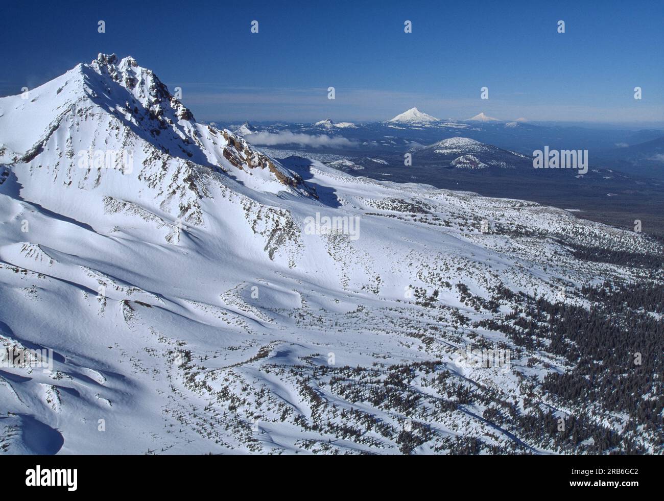 Aerial image of The Three Sisters mountains, Oregon Stock Photo - Alamy