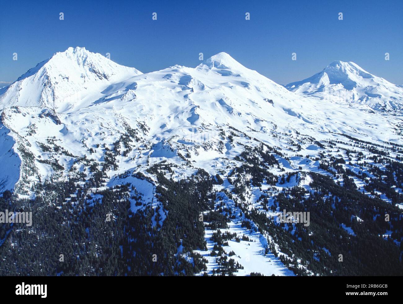 Aerial image of The Three Sisters mountains, Oregon Stock Photo Alamy