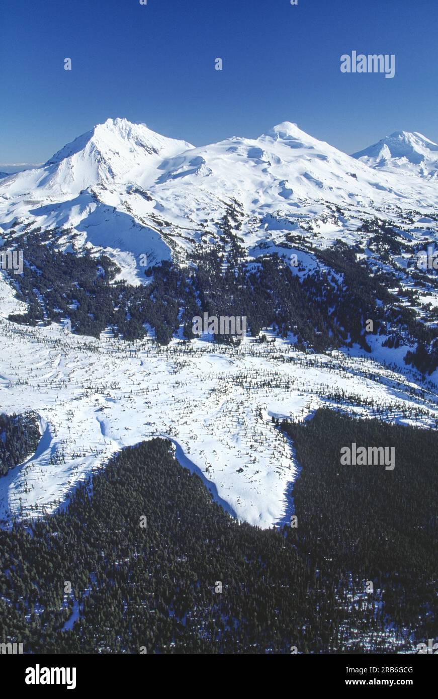 Aerial image of The Three Sisters mountains, Oregon Stock Photo Alamy
