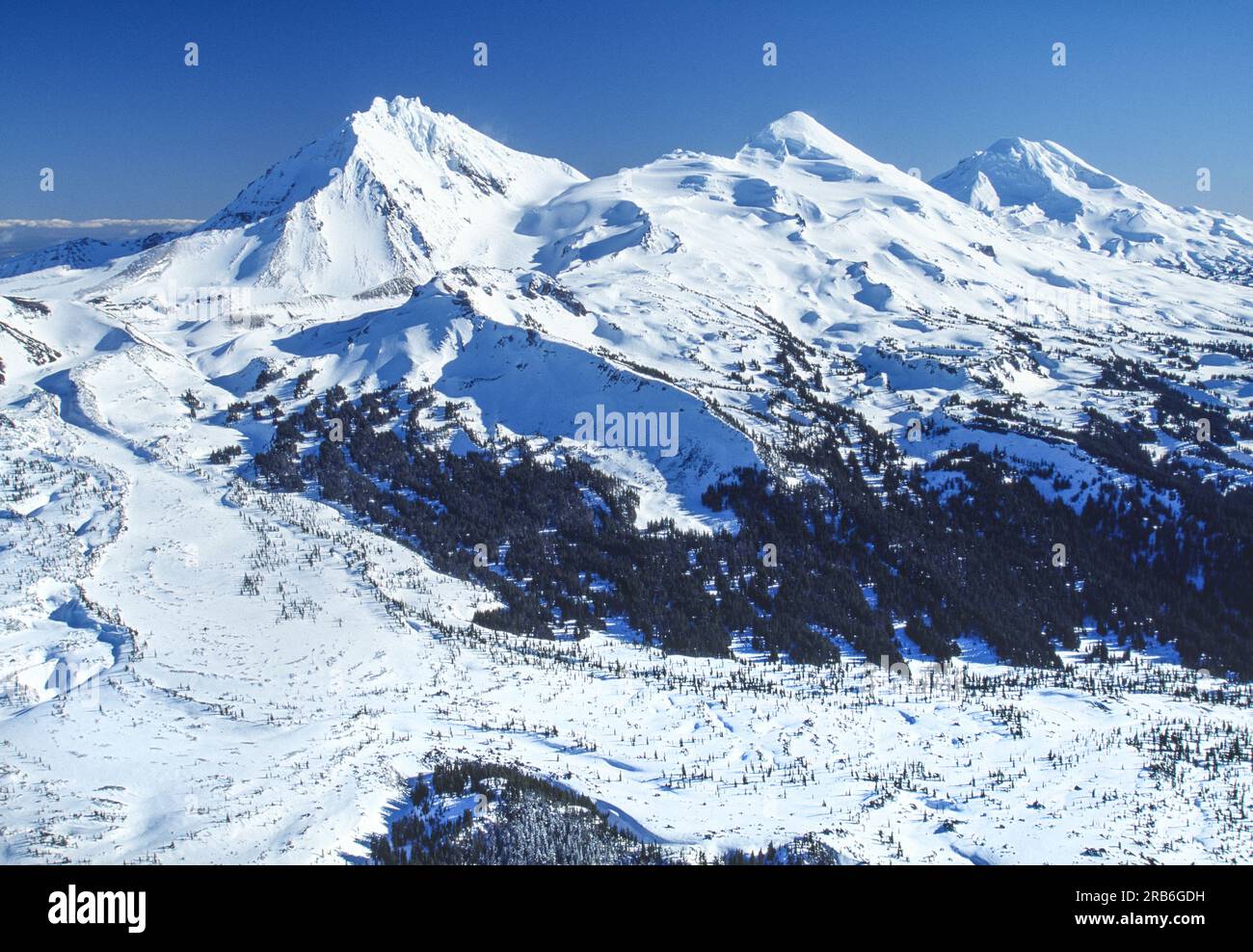 Aerial image of The Three Sisters mountains, Oregon Stock Photo - Alamy