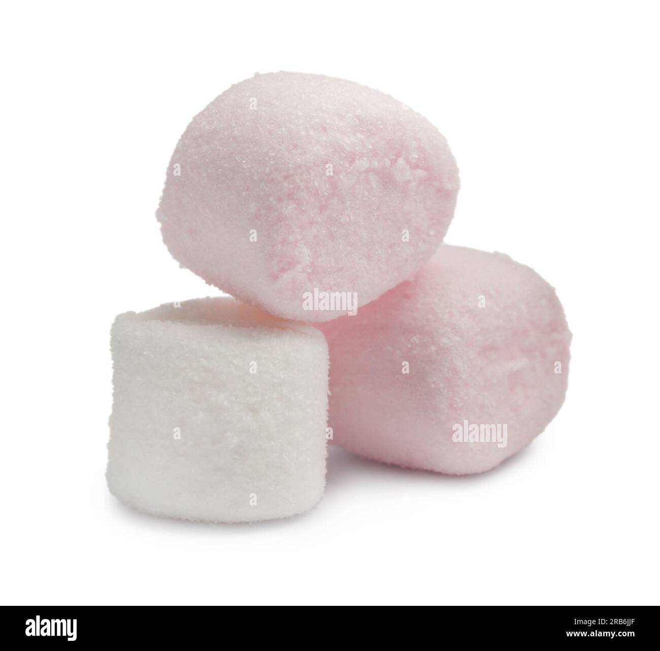 Delicious sweet puffy marshmallows on white background Stock Photo - Alamy