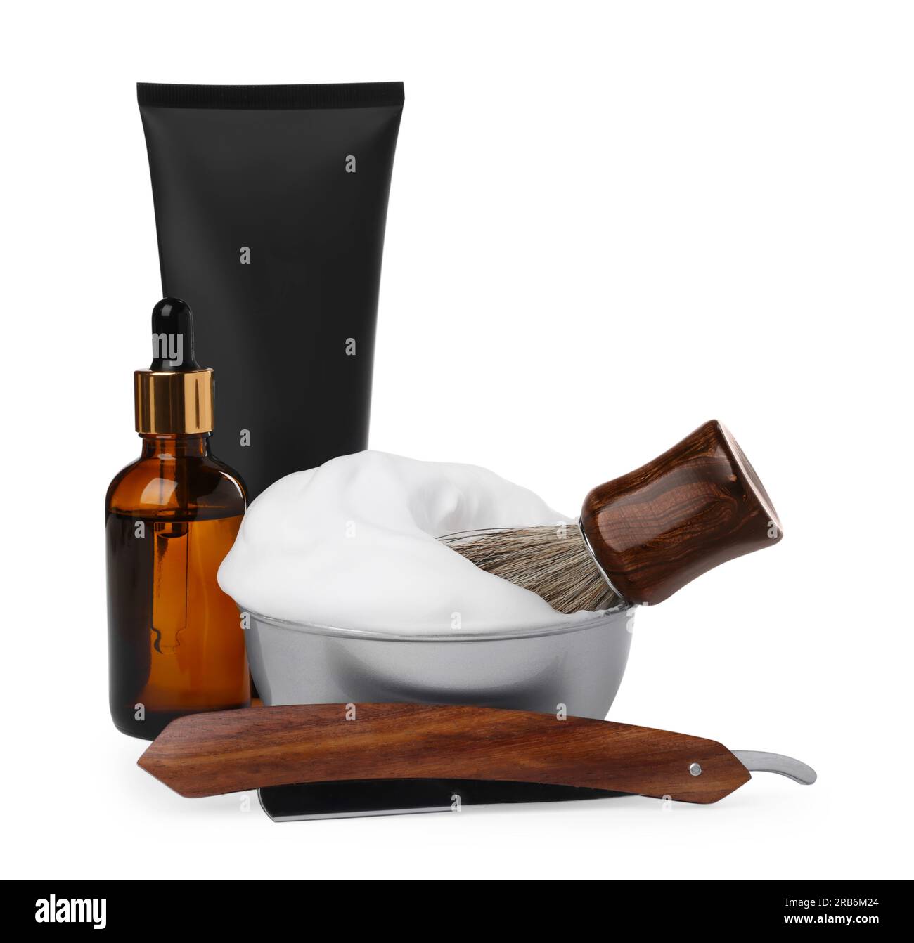 Set of men's shaving accessories on white background Stock Photo Alamy