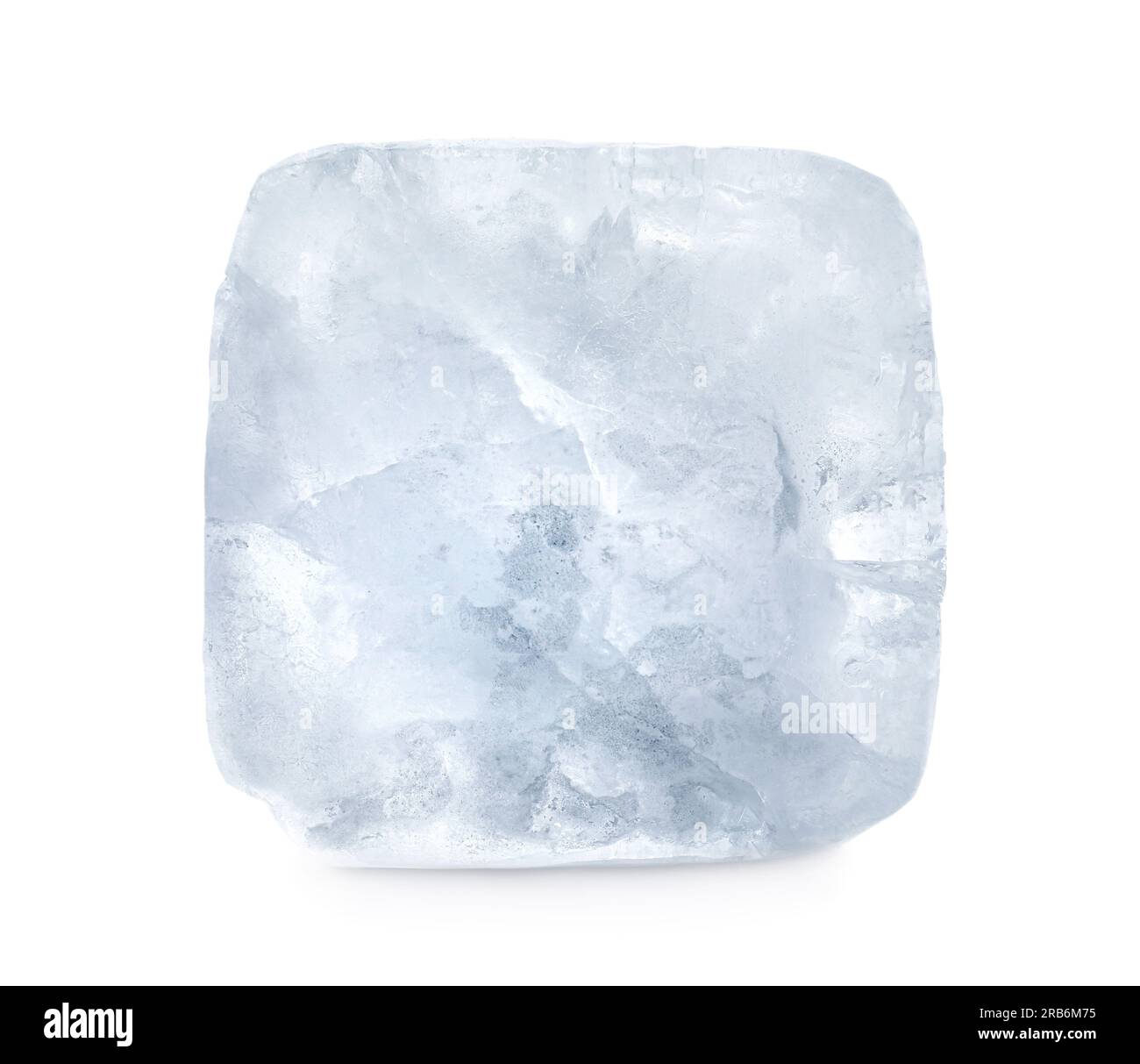 One crystal clear ice cube isolated on white Stock Photo - Alamy