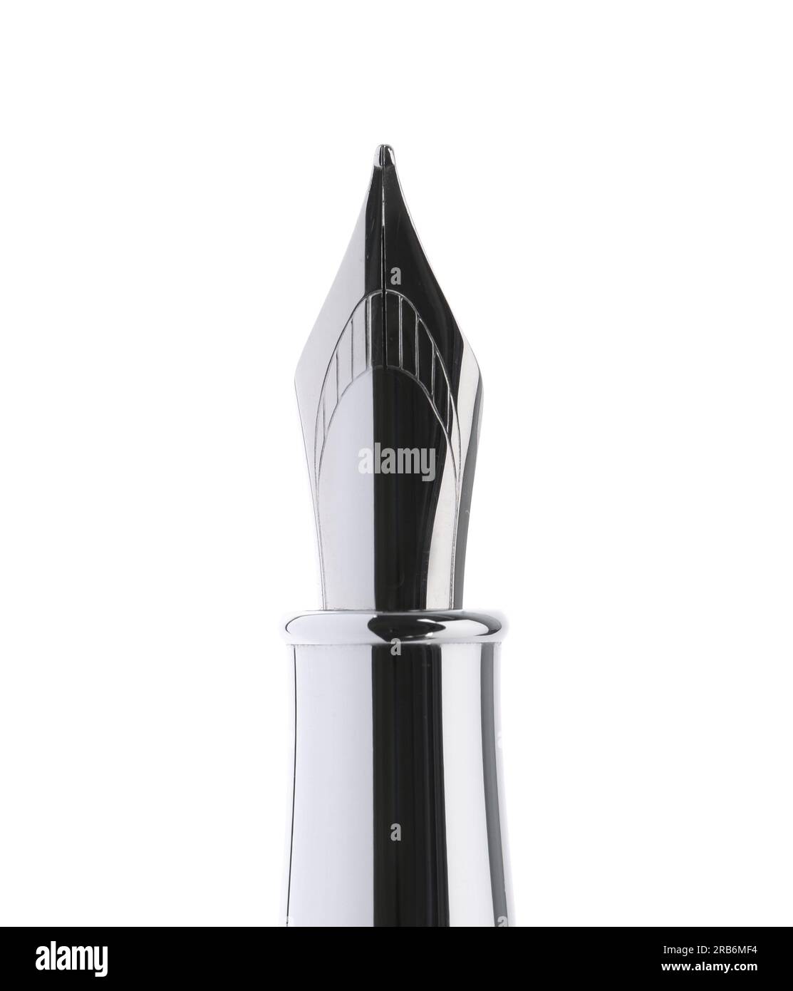 Stylish silver fountain pen isolated on white Stock Photo - Alamy