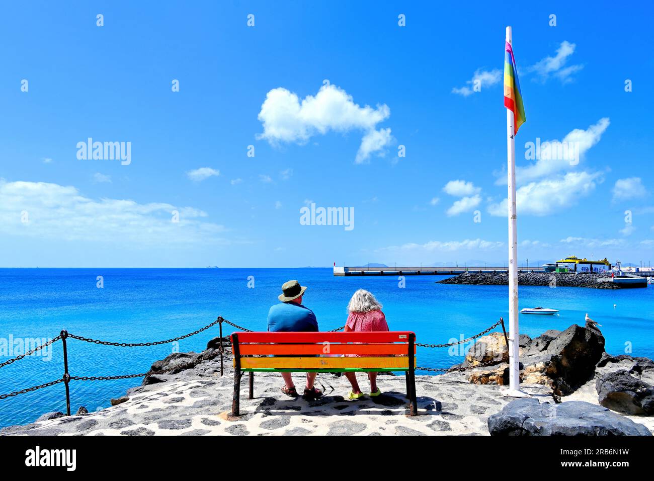 Lanzarote Canary Islands Puerto de Playa Blanca harbour showing an