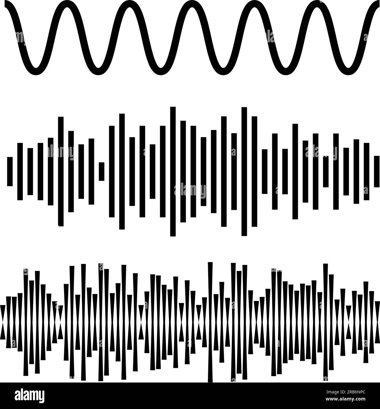 Abstract Music Waves Set. Monocolor Audio Soundtrack, Musical